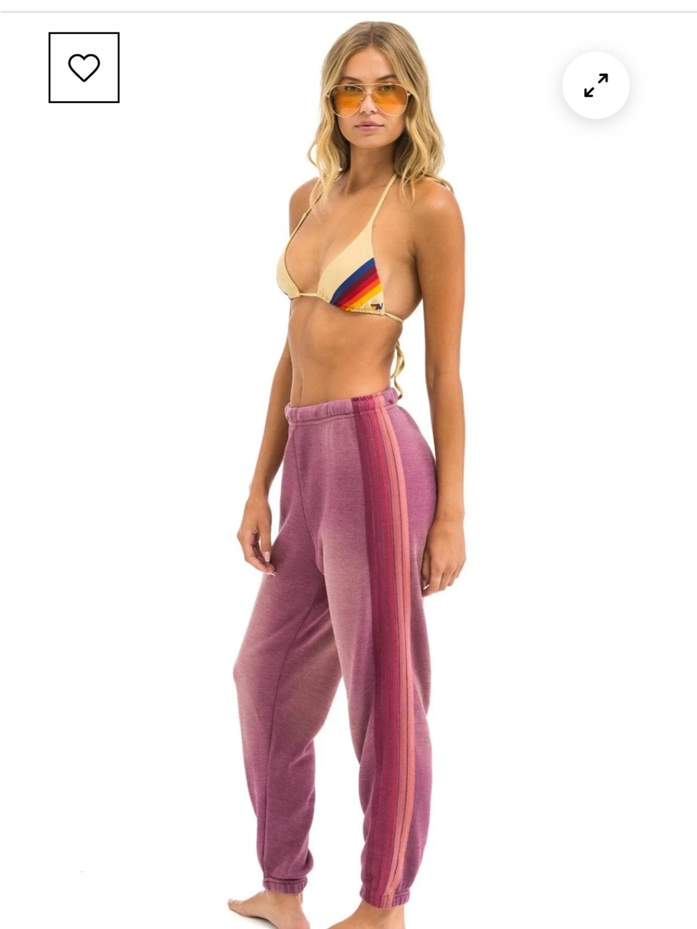 NWOT Aviator Nation Mauve Knit Maxi Pants with Multistripe Side